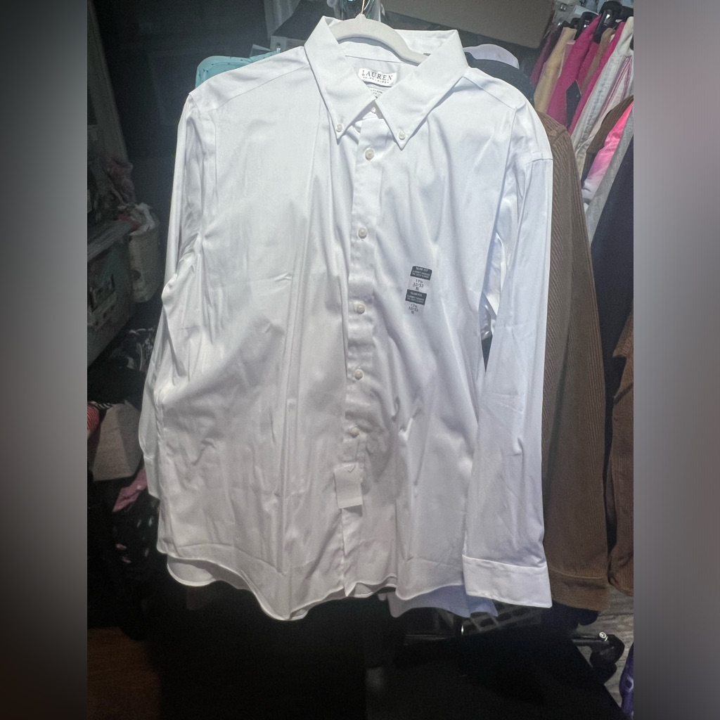 Men’s Ralph Lauren Extra Large Long Sleeve White Shirt Slim Fit New 17 1/2 32/33